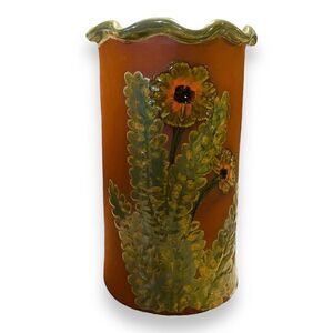 Handmade Redware Art Studio Pottery Floral Vase